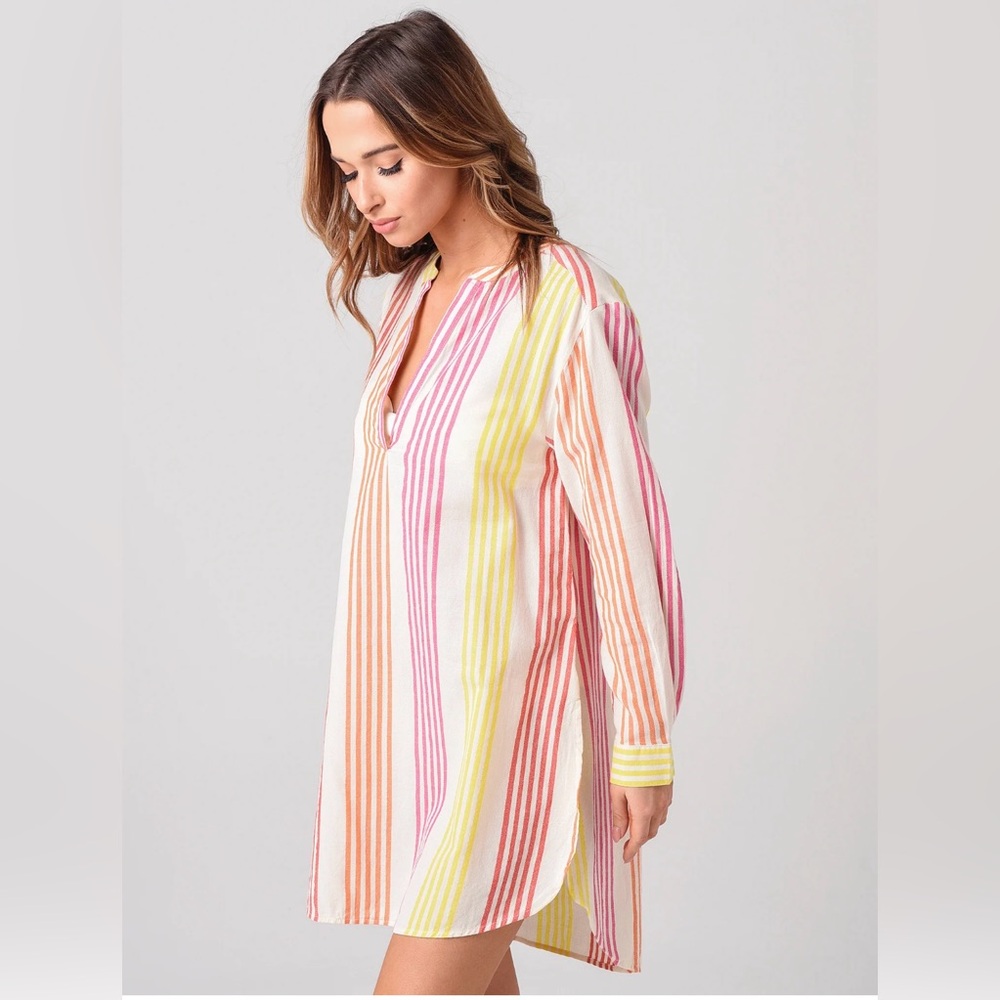 Echo Striped Long Sleeve Tunic Dress Sz S